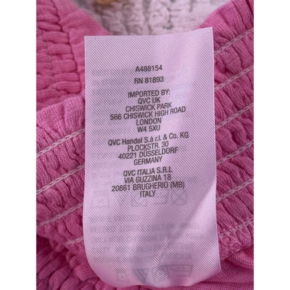 Candace Cameron Bure Pink Smocked Waist Wide Leg Pants Cotton Linen Blend L - Picture 8 of 9